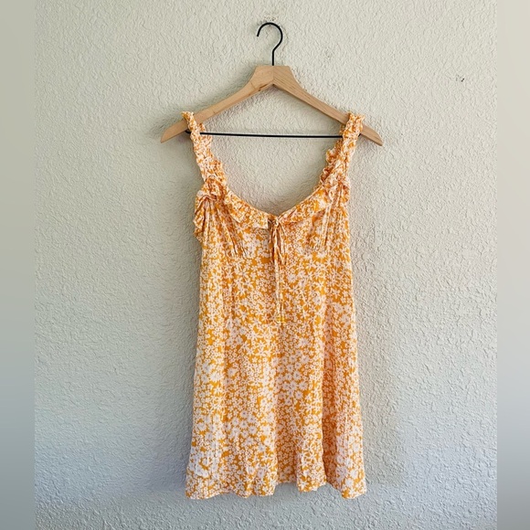 Angie Yellow-Orange Floral Mini Dress - Picture 1 of 10